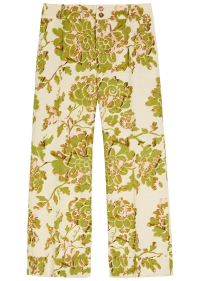 La Doublej La Double J Hendrix Floral-print Woven Trousers In Beige