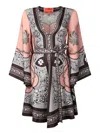 La Doublej La Double J Intricate Floral Silk Dress With Flattering V-neckline In Pink