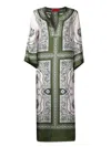 La Doublej La Double J Intricate Patterned Green Silk Dress