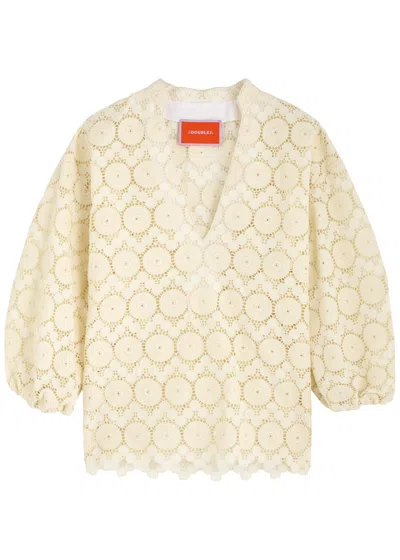 La Doublej La Double J Jackie Macramé Lace Shirt In Off White