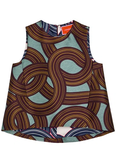 La Doublej La Double J La Scala Jacquard Woven Top In Brown