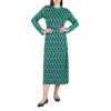 LA DOUBLEJ LA DOUBLE J LADIES AZZURRO/MILITARE/BORDEAUX JACQUARD LONG SLEEVE MAXI DRESS