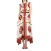 La Doublej La Double J Ladies Macro Tiles Placed Twill Silk San Carlo Dress In Brown