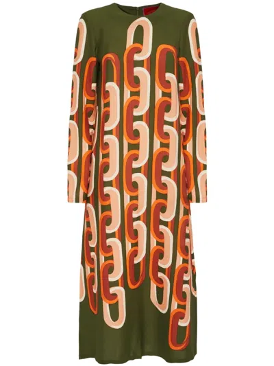 La Doublej La Double J Long Sleeve Midi Swing Dress In Multi