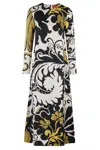 La Doublej Multicolor Long Dress With All-over Graphic Print In Black