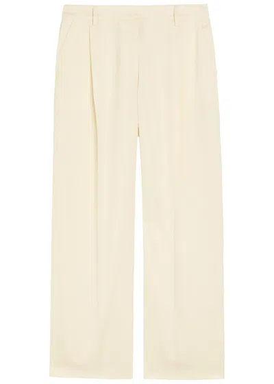 La Doublej La Double J Loose Pleated Wide-leg Wool Trousers In White