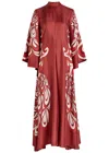 La Doublej La Double J Magnifico Printed Silk-twill Dress In Brown