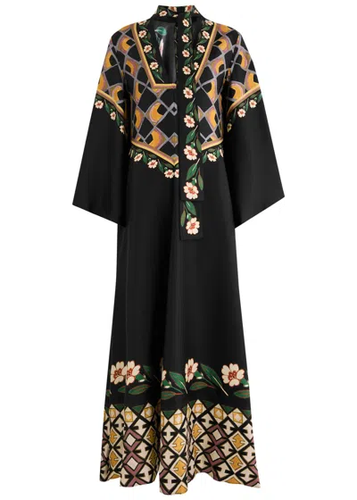 LA DOUBLEJ LA DOUBLE J MAGNIFICO PRINTED SILK TWILL MAXI DRESS