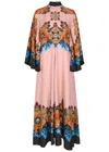 La Doublej La Double J Magnifico Printed Silk-twill Maxi Dress In Pink