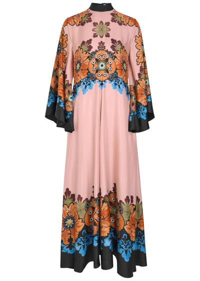 La Doublej La Double J Magnifico Printed Silk-twill Maxi Dress In Pink