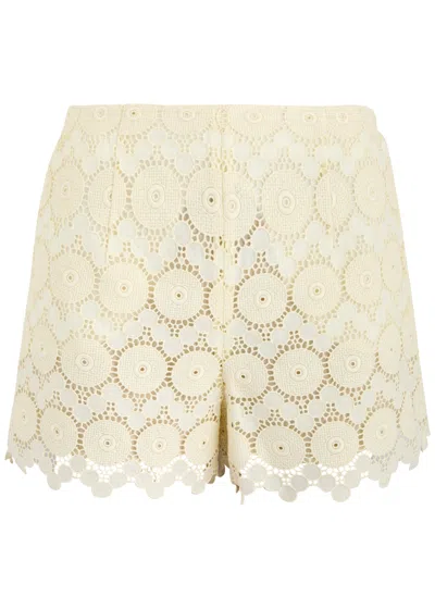 La Doublej La Double J Margarita Macramé Lace Shorts In Off White