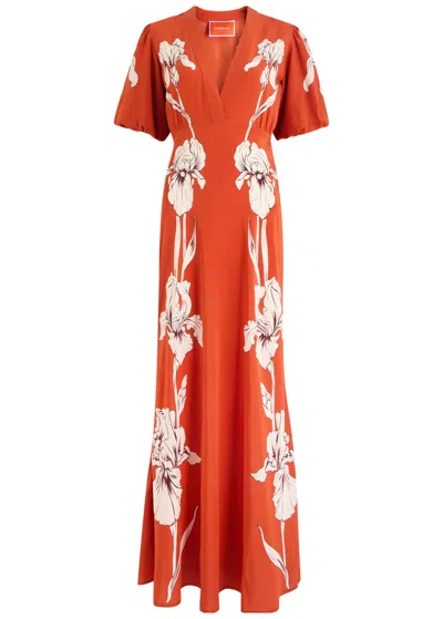 LA DOUBLEJ LA DOUBLE J MARLENE FLORAL-PINTED SILK-CREPE MAXI DRESS