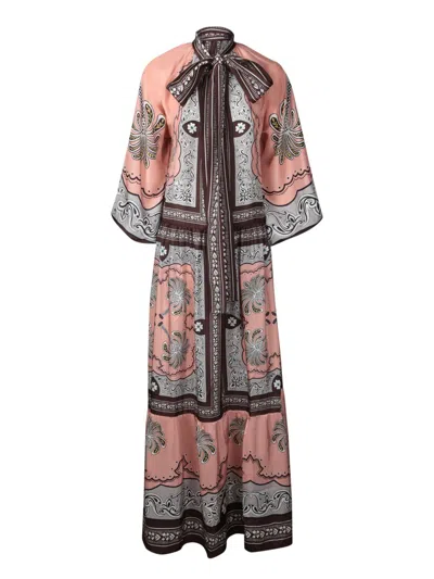 La Doublej La Double J Maxi Silk Dress With Bow-detail In Pink