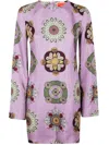 La Doublej Supremes Swing Silk Twill Mini Dress Dusty Pink In Multi