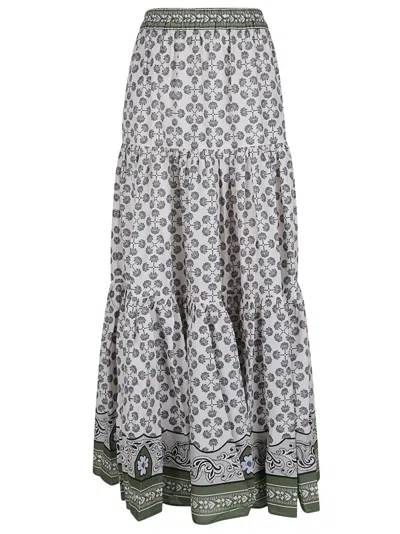 La Doublej La Double J Multicolor Tiered Maxi Skirt With Floral Pattern