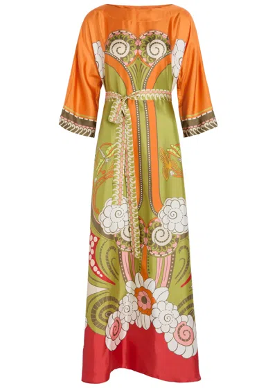 La Doublej La Double J Muumuu Printed Silk Maxi Dress In Multi