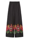 La Doublej Printed Silk Twill Palazzo Pants In Black