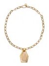 La Doublej Portal Metallic Necklace With Chain-link Design Abd Charm In Brass And Amethyst Woman