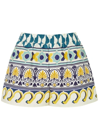 La Doublej La Double J Printed Cotton Shorts In Multicoloured