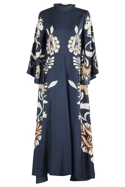 La Doublej La Double J Printed Silk Twill Maxi Dress In Blue