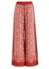 La Doublej La Double J Printed Silk-twill Trousers In Red