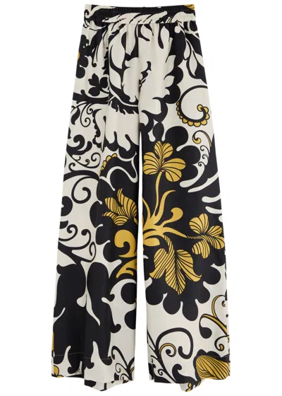 La Doublej La Double J Printed Wide-leg Silk-twill Trousers In Multicoloured