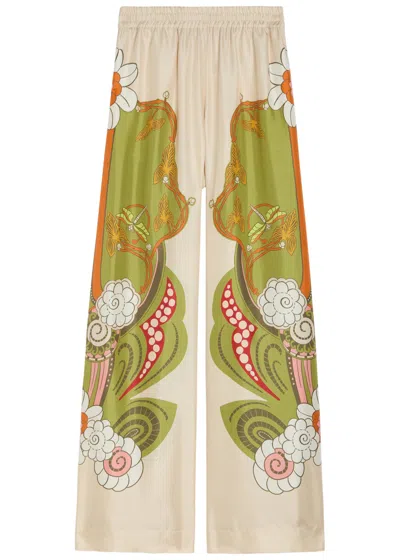 La Doublej La Double J Printed Wide-leg Silk Trousers In Multi