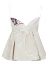 La Doublej La Double J Quilted Jacquard Satin Top With Peplum Hem In Gray