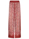 La Doublej La Double J Silk Twill Palazzo Pants With Cobra Pattern In Burgundy