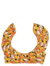 La Doublej Ruffled Printed Bikini Top