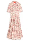 La Doublej San Pietro Tiered Embroidered Voile Maxi Shirt Dress