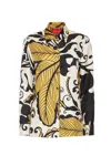 La Doublej La Double J Floral-patterned Silk Shirt With Classic Collar In Nero