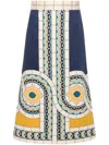 La Doublej Geometric Pattern Medium-length Skirt In Brown