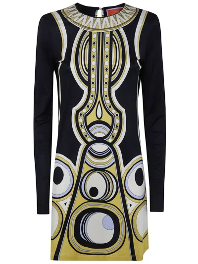 La Doublej Slinky Printed Jersey Mini Dress In Black