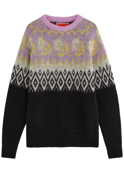 La Doublej La Double J Slope Fair Isle Intarsia Alpaca-blend Jumper In Black