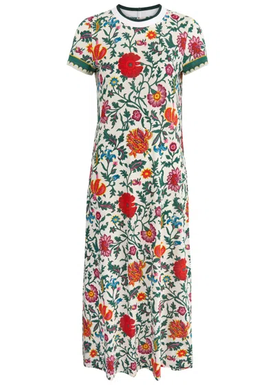 La Doublej La Double J Sporty Swing Floral-print Cotton Midi Dress In Multicoloured
