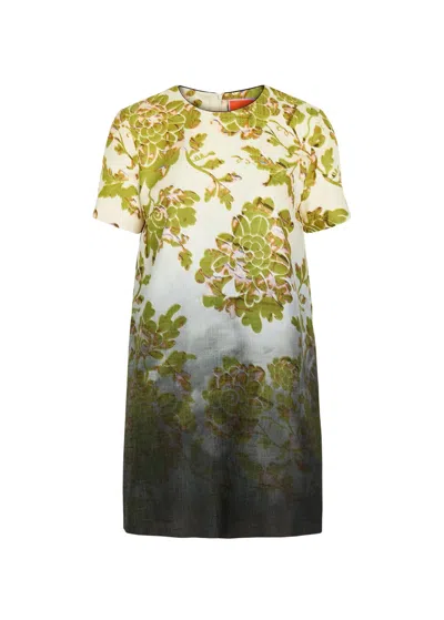 La Doublej La Double J Swing Floral-print Woven Mini Dress In Multi