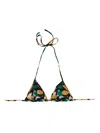 La Doublej Orchard-print Triangle Bikini Top