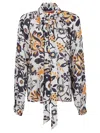 La Doublej La Double J V-neck Cerere Blouse In Moroccan Crepe In Multi