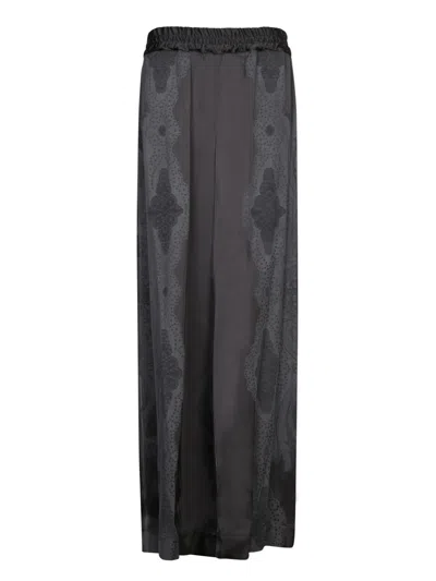 LA DOUBLEJ LA DOUBLE J WIDE-LEG BLACK TROUSERS WITH PATTERN