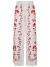 La Doublej La Double J Wide-leg Floral Print Silk Trousers In White