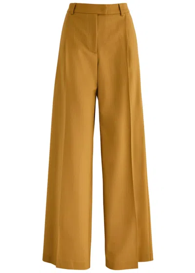 La Doublej La Double J Wide-leg Stretch-wool Trousers In Yellow