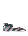 La Doublej Metallic Stripe Ballet Flats In Pink