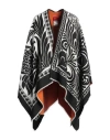 La Doublej Reversible Felted Wool Blend Poncho In Black