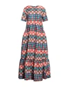 La Doublej La Double J Woman Maxi Dress Dark Purple Size L Polyester In Mezzaluna Rainbow