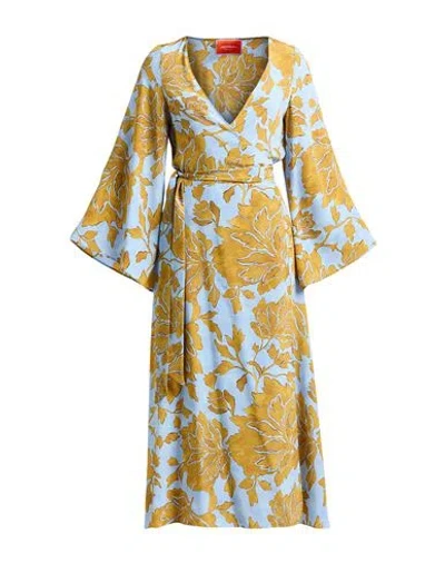 La Doublej La Double J Woman Maxi Dress Light Blue Size L Silk In Yellow
