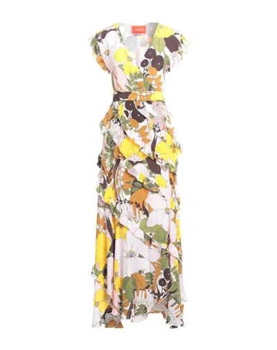La Doublej La Double J Woman Maxi Dress Light Pink Size M Silk In Big Flower Rose Pink