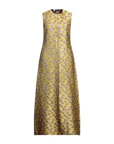 La Doublej La Double J. Woman Maxi Dress Mustard Size S Polyester, Cotton, Metallic Fiber, Silk, Polyamide In Yellow