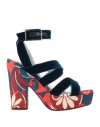 La Doublej La Double J Woman Sandals Navy Size 10 Textile Fibers In Moonflower Navy