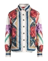 La Doublej Edie Quilted Floral Print Top Jacket In White